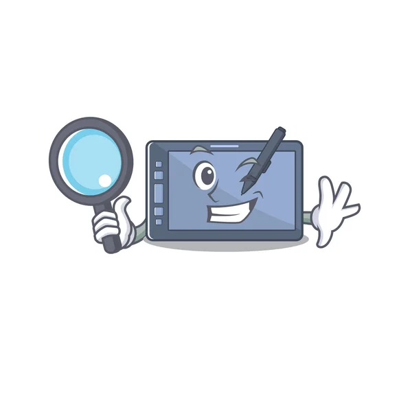 Персонаж детективного графического планшета с символом формы — стоковый вектор