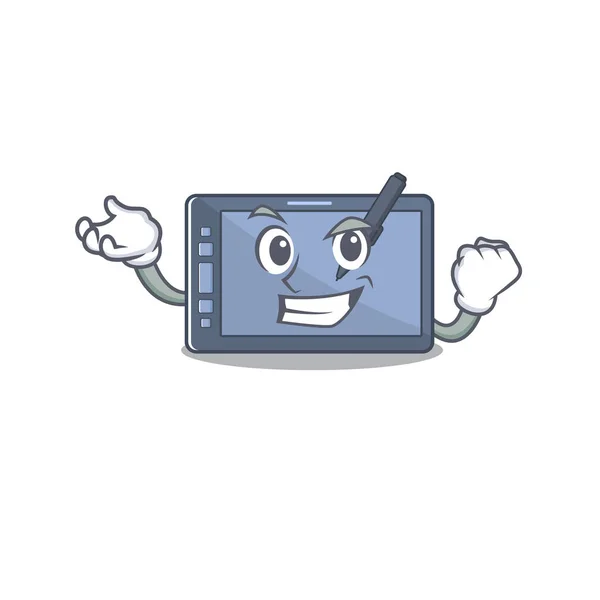 Şekil maskotu ile başarılı bir grafik tablet karakteri — Stok Vektör