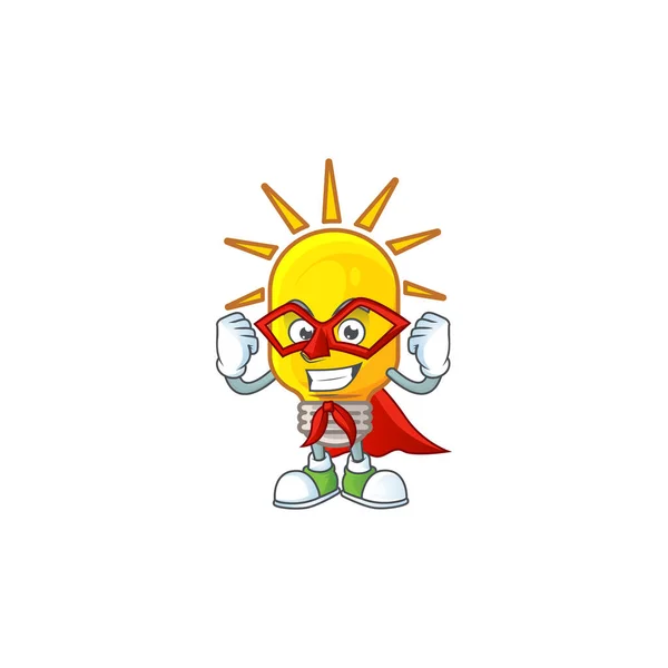 Super héroe icono de la lámpara personaje de dibujos animados con la mascota — Vector de stock