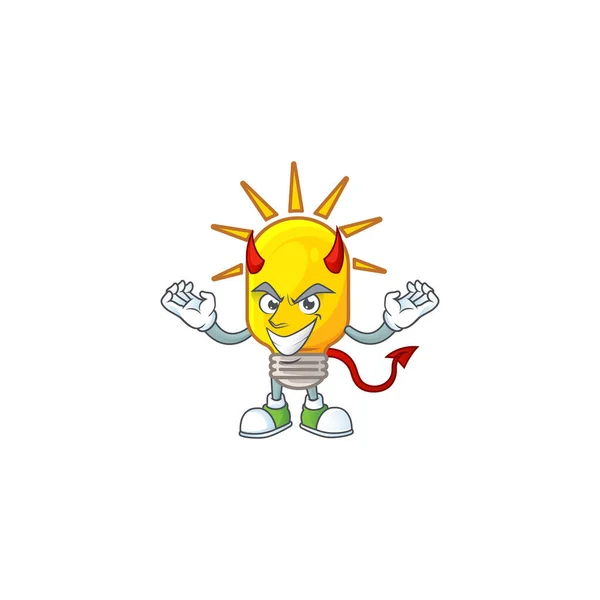 Lâmpada do diabo amarelo com forma de personagem de desenho animado . — Vetor de Stock