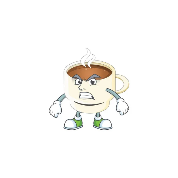 Grito de carácter taza de café en la mascota de dibujos animados . — Archivo Imágenes Vectoriales