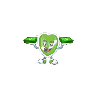 Para çantası işaretleme kalkanıyla çizgi film karakteri şeklinde.