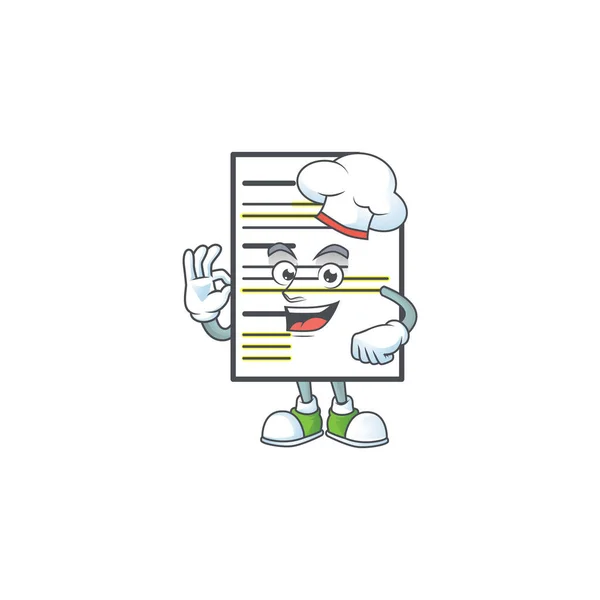 Chef-kok document in de stripfiguur mascotte. — Stockvector