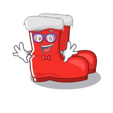 Çizmeli ayakkabı rafında inek Noel Baba çizmeleri