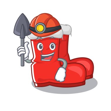 Miner santa boots mascot isolated the character