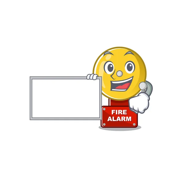 With board fire alarm stuck the cartoon wall — Stock Vector