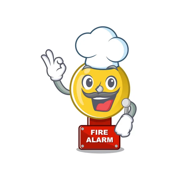 Chef fire alarm isolated with the mascot — Stock Vector