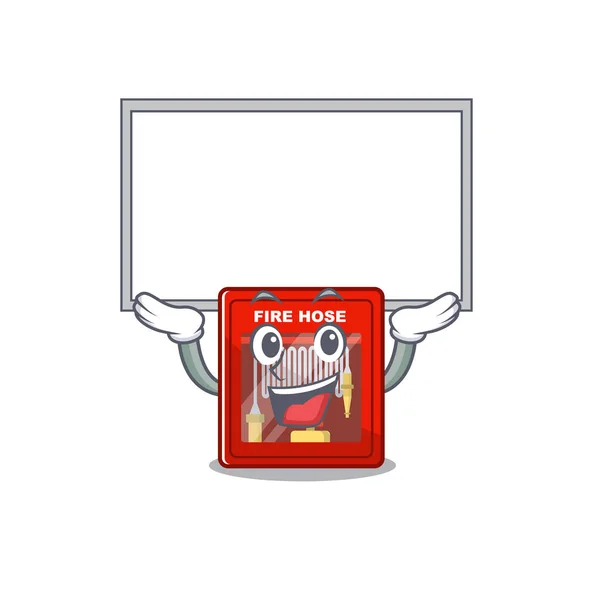 Up board fire hose cabinet on the mascot — Stock Vector