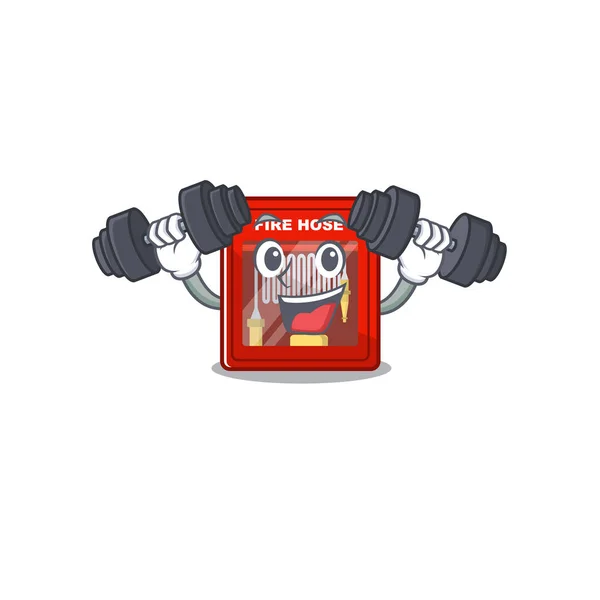 Armoire de tuyau d'incendie fitness sur la mascotte — Image vectorielle