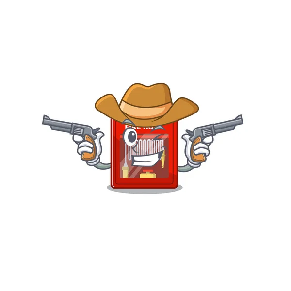 Armoire de tuyau d'incendie Cowboy sur la mascotte — Image vectorielle