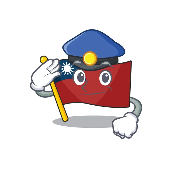 Police flag taiwan character shape with mascot — ストックベクタ