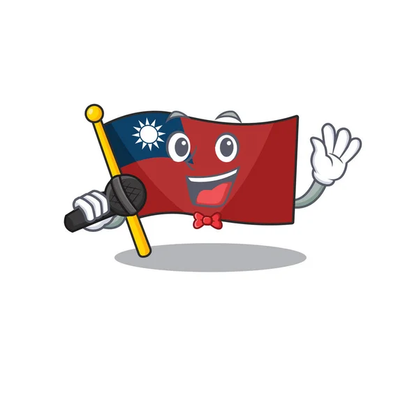 Singing flag taiwan mascot isolated the cartoon — Stock Vector
