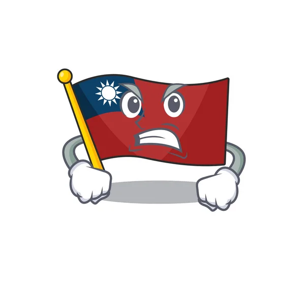 Θυμωμένη σημαία taiwan μασκότ απομονώνονται τα κινούμενα σχέδια — Διανυσματικό Αρχείο