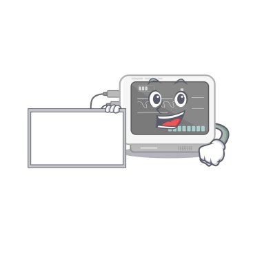 Tahta EKG makinesi karikatürü ile karakter