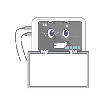 Çizgi film karakteri ile ekogram makinesi sırıtışı