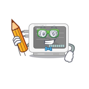 Öğrenci ecg makinesi karikatür duvarına yapışmış.