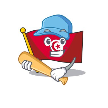 Maskotun içinde beyzbol bayrağı çalıyorum.