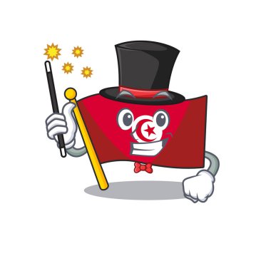 Karikatür ile izole edilmiş sihirbaz bayrak tunisia karakter