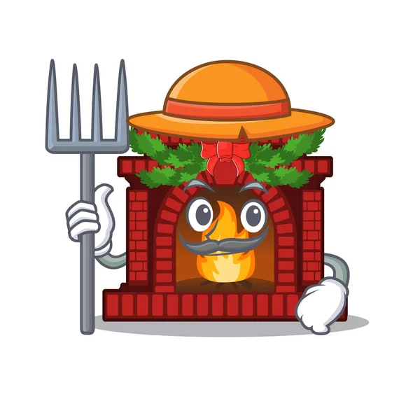 Granjero chimenea de Navidad aislado con la mascota — Vector de stock