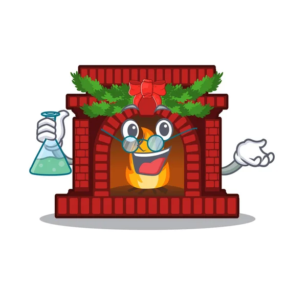 Profesor Bożonarodzeniowy kominek w kształcie kreskówki — Wektor stockowy