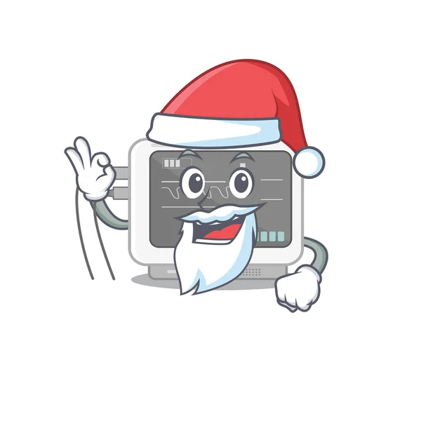 Santa ecg máquina na forma de mascote — Vetor de Stock