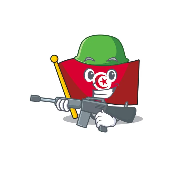 Bandeira do exército tunisia em na mascote —  Vetores de Stock