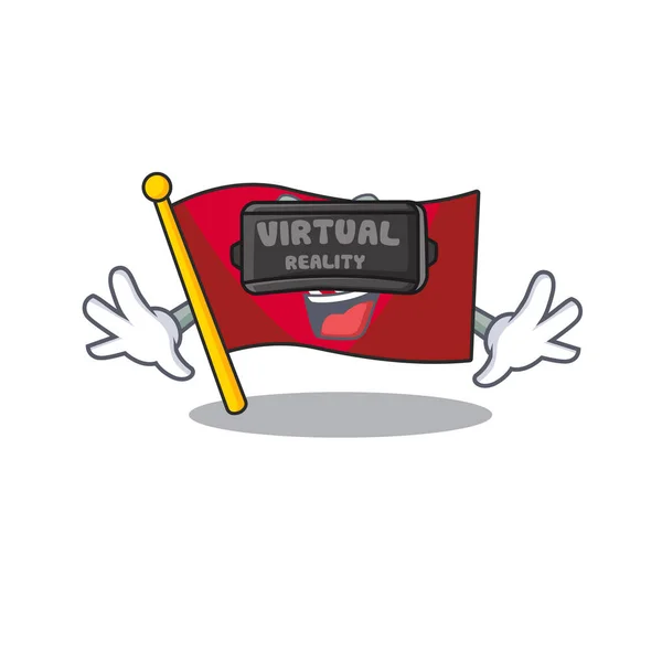 Virtual-Reality-Flagge Tunisia Cartoon in Charakterform — Stockvektor