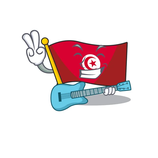 ギターフラグ｜チュニジアの漫画のキャラクターの形で — ストックベクタ