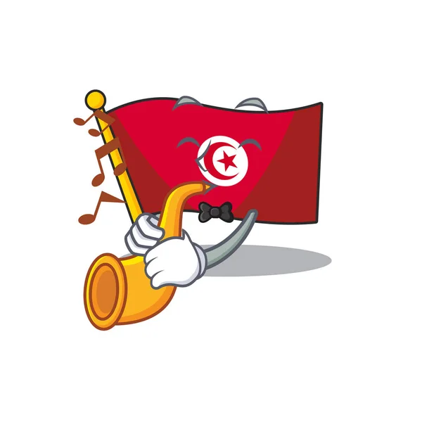 トランペットの旗チュニジア漫画の文字の形で — ストックベクタ