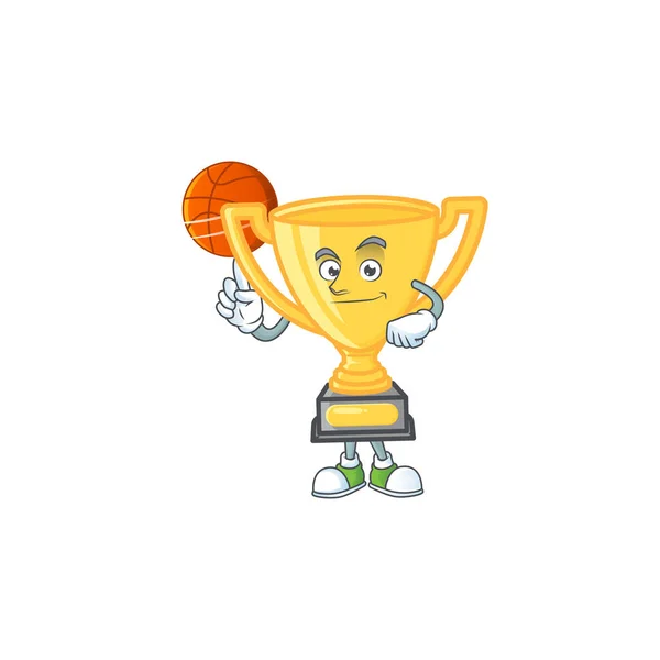 金賞のためのバスケットボールトロフィーカップと. — ストックベクタ