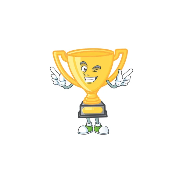 Wink gold trophy for victory achievement award. — Stock Vector