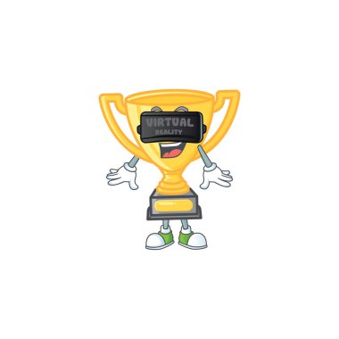 Sanal gerçeklik simgesi, maskotlu altın kupa.