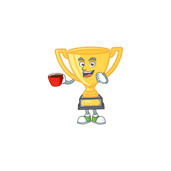 Pití v poháru zlatá trofej za vítězství ocenění. — Stockový vektor