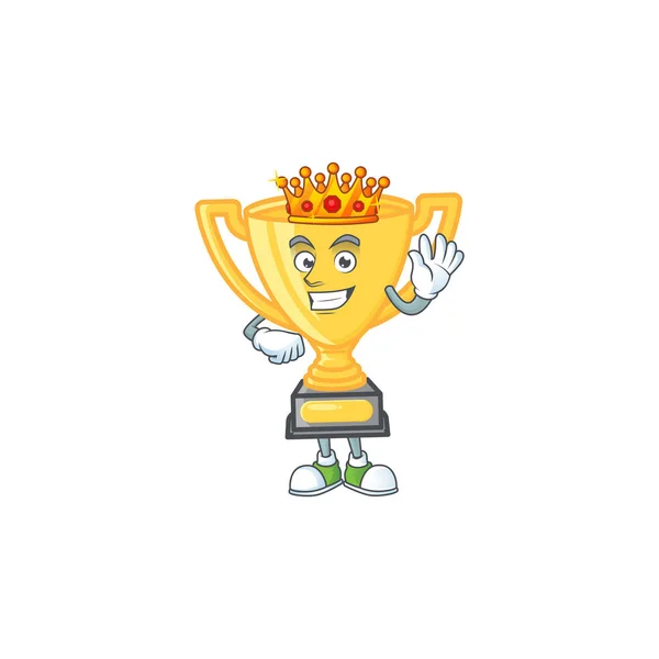 King cartoon gold trophy on white background. — Stock Vector