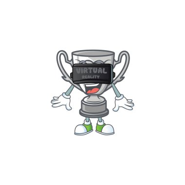 Sanal gerçeklik gümüş kupası karakterle izole edilmiş..
