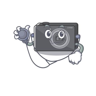 Doktor dijital kamera çizgi film şeklinde.