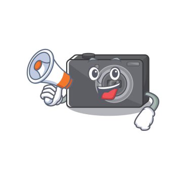 Çizgi film şeklinde megafon dijital kamerayla.