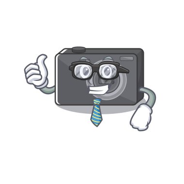 İş adamı dijital kamerası karakterle izole edilmiş