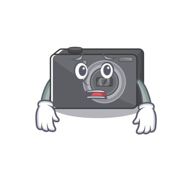 Maskotlu, korkmuş dijital kamera.