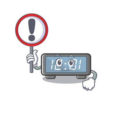 Maskotun içinde dijital saat izole edilmiş.