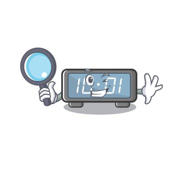 Dedektif dijital saat çizgi film duvarına yapışmış.