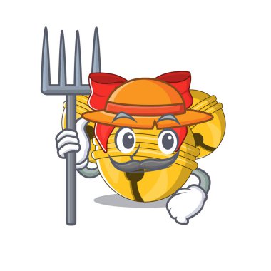 Çiftçi Noel ağacında Noel çanı çalıyor.