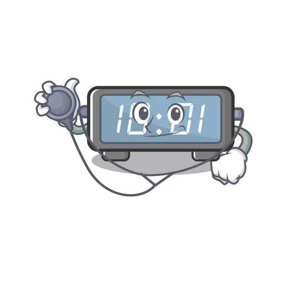 Relógio digital médico isolado na mascote —  Vetores de Stock