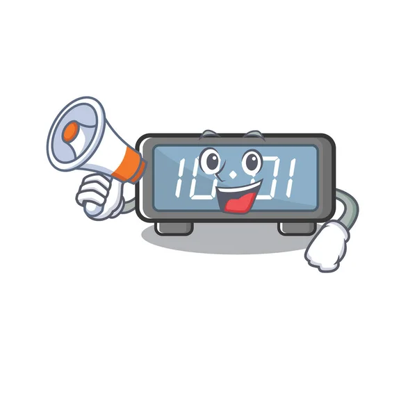 Con megáfono reloj digital aislado en la mascota — Vector de stock
