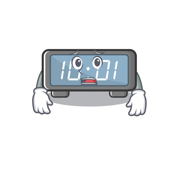 Afraid digital clock cartoon in character shape — Stock Vector