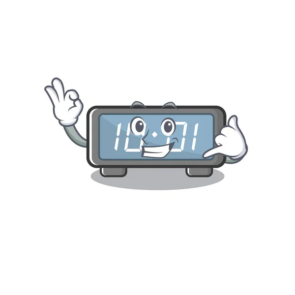 Call me digital clock on a cartoon chair — Stock Vector