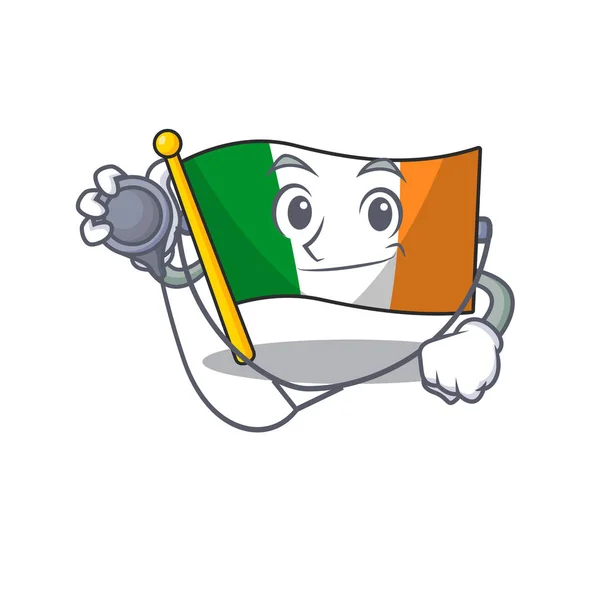 Doktor Bayrak İrlanda karikatürle izole edildi. — Stok Vektör