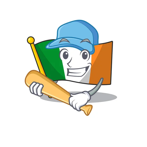 Beyzbol bayrağı oynuyorum. İrlanda karikatürle izole edilmiş. — Stok Vektör
