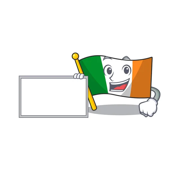 Avec panneau drapeau ireland isolé avec le dessin animé — Image vectorielle