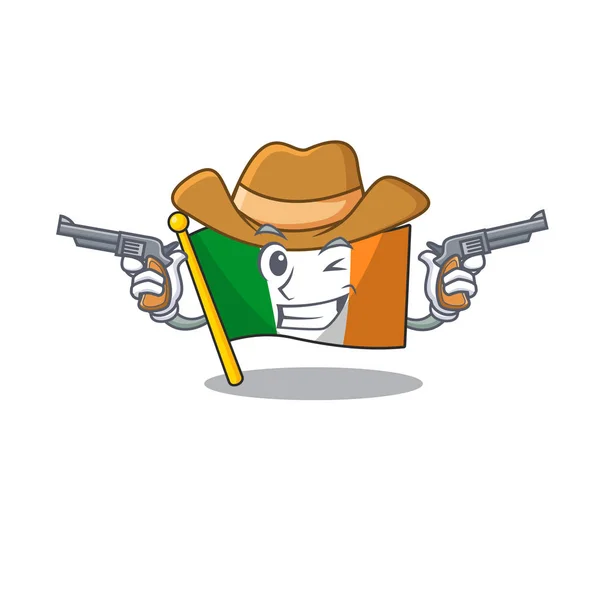牛仔旗爱尔兰与卡通片隔离 — 图库矢量图片